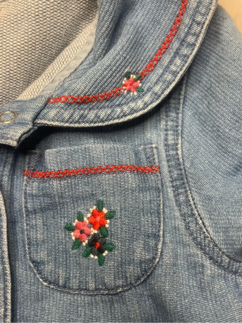 Vintage Gymboree Light Blue Denim Jacket Dress with Colorful Snap Buttons